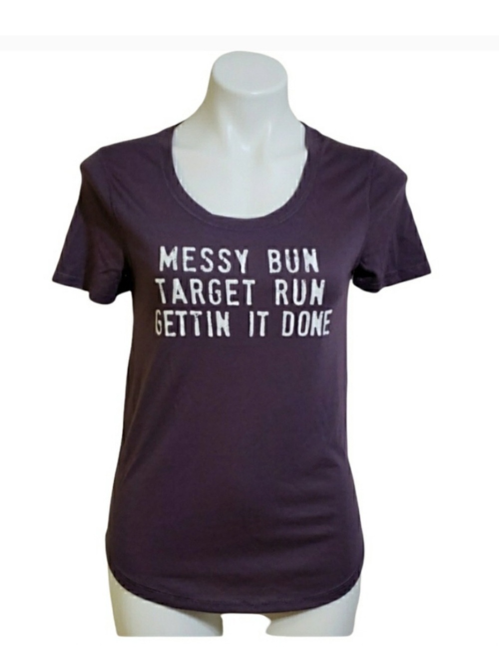 Grayson Threads Purple Tee Shirt Messy Bun Gettin It Done Size Small NWOT